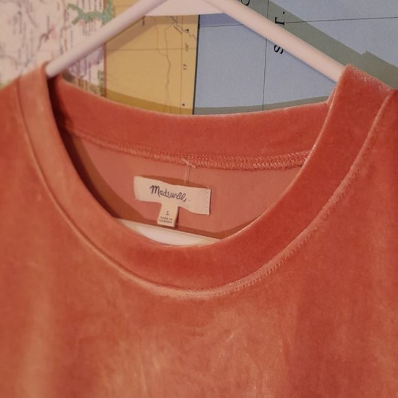 Madewell Peach Velvet Crew Neck Tee Large - Picture 5 of 5